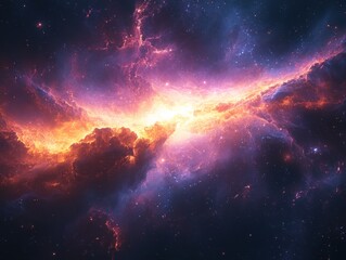 Fototapeta premium Galactic Radiance: A Breathtaking View of Cosmic Clouds and Stellar Nurseries in the Vast Expanse of Space, Showcasing the Universe's Beauty and Power.