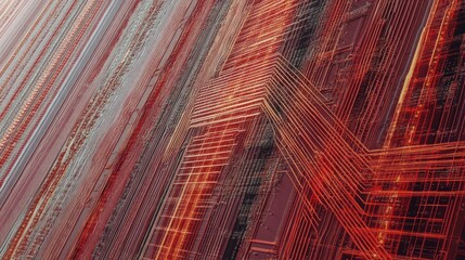 Abstract digital art presents glowing circuit pathways and geometric lines