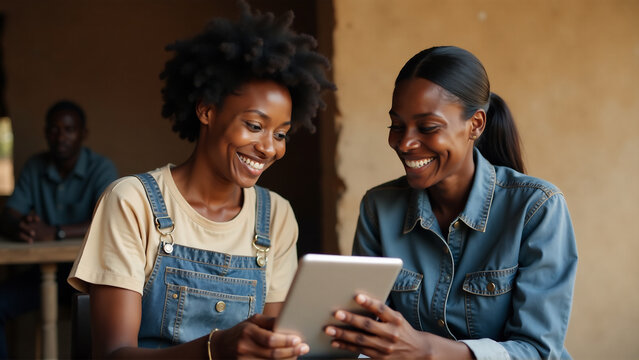 Microfinance Concept: Small Loan Application Processed via Tablet in Community Setting