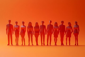 Orange Geometric Cutout Figures Teamwork Achievement