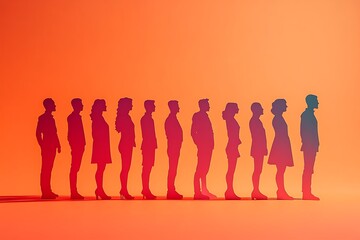 Orange Gradient Background with People Silhouettes