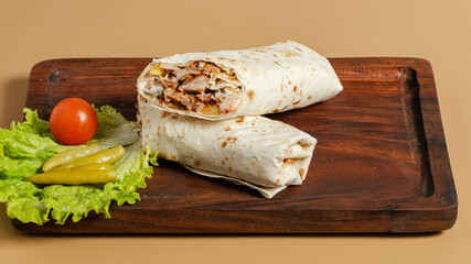 Lavash doner kebab or shawarma isolated