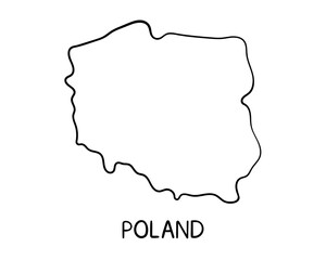 Obraz premium Black and white line drawing of Poland