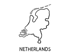 Black and white line drawing of Netherlands