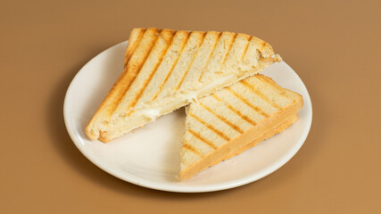 Club sandwich sliced in plate