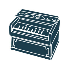 Harmonium Vector Illustration - Musical Instrument - Kirtan Harmonium – Small hand-pumped harmonium with keys