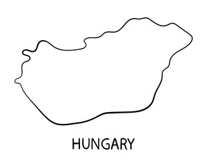 Black and white line drawing of Hungary