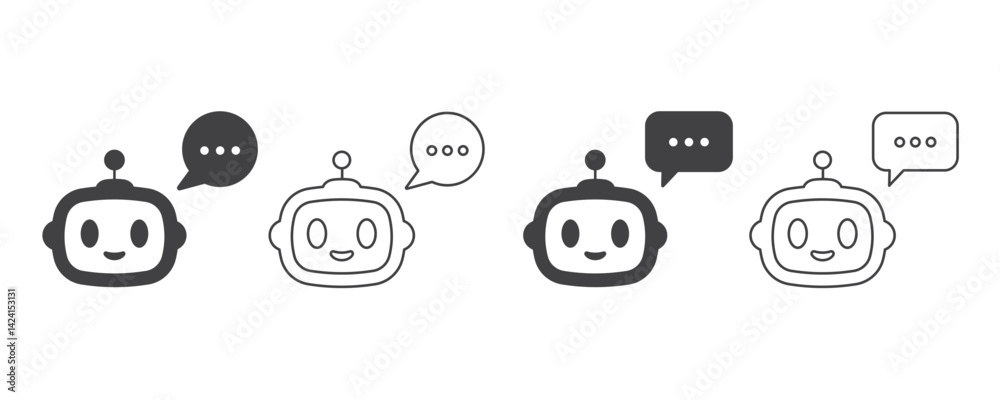Aufkleber Robot with speech bubble icon. Chatbot user interface. Artificial intelligence sign. Сustomer support, customer service by Virtual smart assistant. Icon element for app and web. Vector illustration.