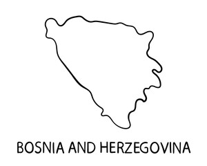 Obraz premium Black and white line drawing of Bosnia And Herzgovina
