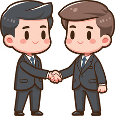 Fototapeta premium 握手をする男性2人のイラスト 