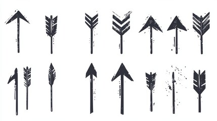 Collection hand drawn arrows. Set simple arrows isolated on white background. Arrow mark icons. Arrow paint - stock vector.