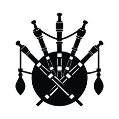 Bagpipes Black Icon Isolated Vector Illustration