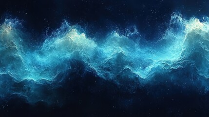 Fototapeta premium Ethereal Blue Waves Against a Starry Cosmic Backdrop, Abstract O