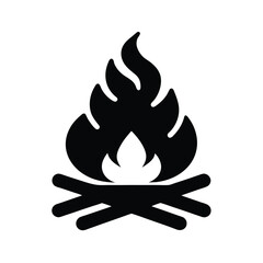 Beach Bonfire Black Icon Isolated Vector Illustration
