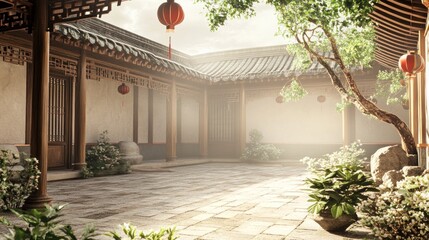 Fototapeta premium Tranquil Asian Courtyard (1)