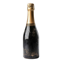 An unopened champagne bottle with a cork, placed on a transparency background