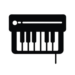Electric Keyboard Black Icon Isolated Vector Illustration