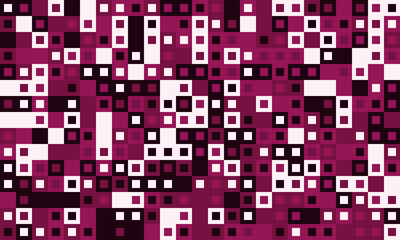 Abstract geometric pattern of varying sized squares in shades of burgundy, black, and white.  Perfect for backgrounds, textiles, website design, or modern art projects.