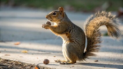 A squirrel, captured in natural light with a shallow depth of field