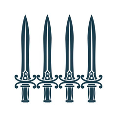 Chaar Sahibzade: Four Swords Symbolizing Sikh Martyrdom - Chaar Sahibzade – Four upright swords (representing the four sons of Guru Gobind Singh)