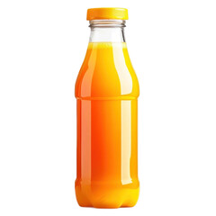 A juice bottle with a bright label, isolated on a transparency background