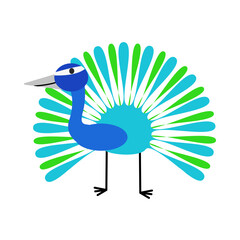 Peacock illustration, clipart, isolated on white background
