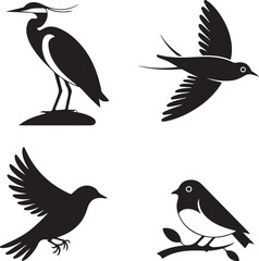 Bird silhouette, bird silhouette vector, realistic, tattoo, drawing, flying, outline, simple