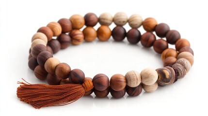 Obraz premium Wooden beaded bracelet with tassel