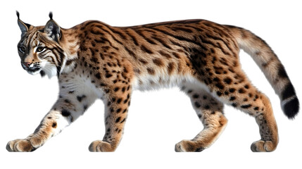 Realistic Lynx Side View on Isolated Transparent Background Illustration