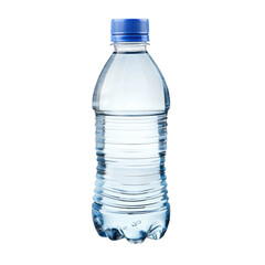 A plastic bottle of water with a blue cap, isolated on a transparency background