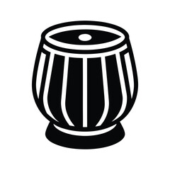 Tabla Drum Black Icon Isolated Vector Illustration