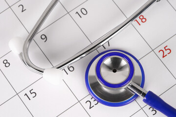 Stethoscope On Calendar Page Medical Concept