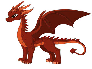 Fototapeta premium Red Dragon Illustration on Transparent Background Winged Mythical Creature Cartoon