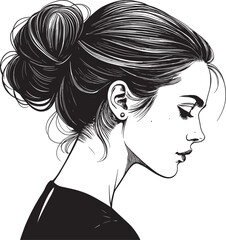 woman messy bun illustration