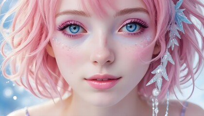 Obraz premium Enigmatic fantasy portrait of a young woman dreamlike setting digital art close-up ethereal beauty