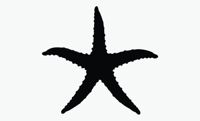 Starfish silhouette, Sea star icon, black and white starfish silhouette, 