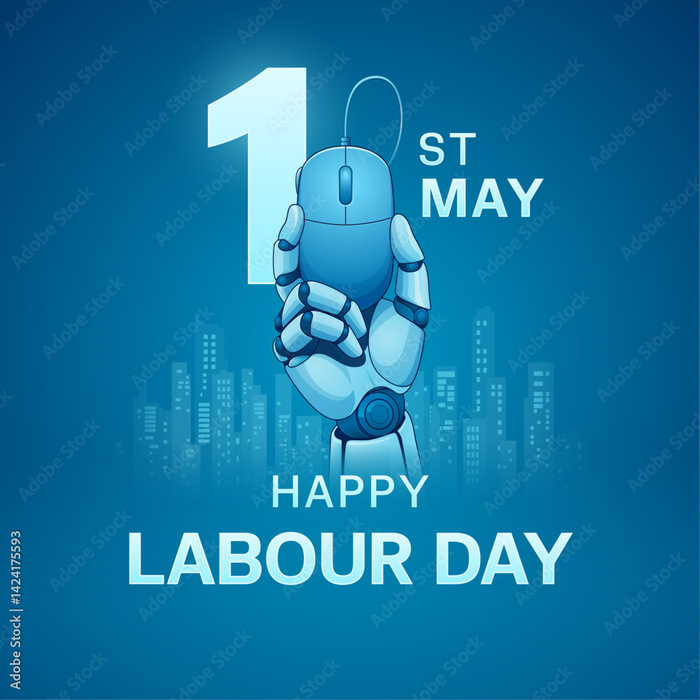 Fototapete happy labor day. happy international workers' day. concept of congratulating artificial intelligence