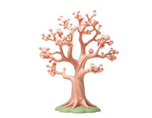 3D Cartoon Pink Cherry Blossom Tree