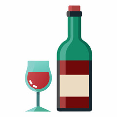 red wine bottle and glass