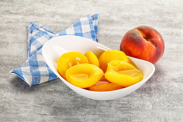 Ripe sweet and juicy canned peach