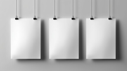 Creative blank posters hanging on wall minimalist design studio