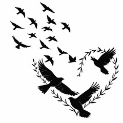 silhouettes of birds