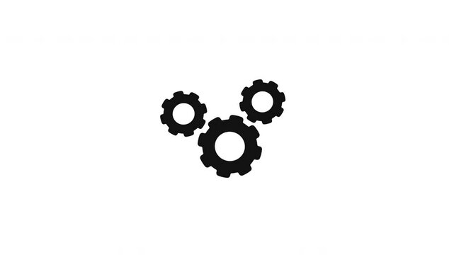 Rotating Gears, Cogwheel Loop Animation. Matte Channel Video.