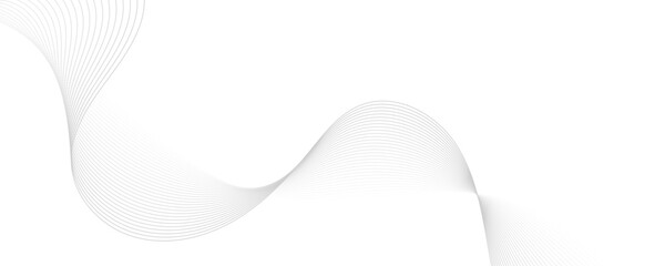 Fototapeta premium Abstract white and gray background. Abstract linear flowing particles future technology concept abstract wave curve lines banner. 