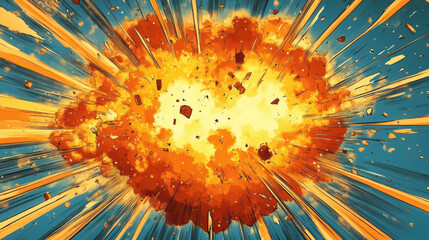 Dynamic Comic Book Explosion:  High-Impact Action Art