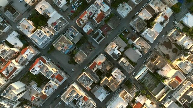 Agios Nikolaos coastal city skyline on the Greek island of Crete, Aerial view