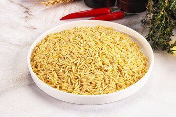 Italian raw dry pasta risoni