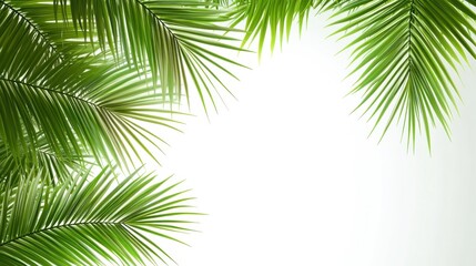 Obraz premium Vector green tropical background with palm leaves for decor, covers, backgrounds, wallpapers