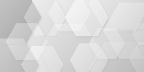 Abstract white and grey seamless hexagon pattern background. Abstract hexagonal concept technology background. Vector Illustration