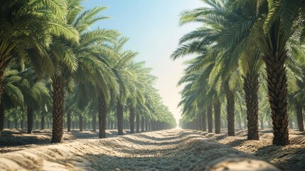 Obraz premium Palm tree plantation, sunny day
